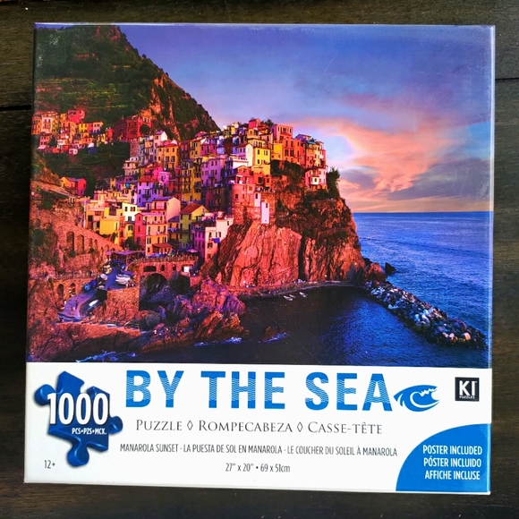 NEW SEALED 1000 piece puzzle By The Sea Cinque Terre Manarola Italy 27 x 20 - Picture 1 of 5